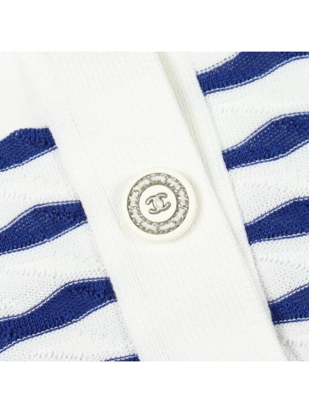 Chanel Polo Shirt CC Logo Border Knit Cotton Short Sleeve